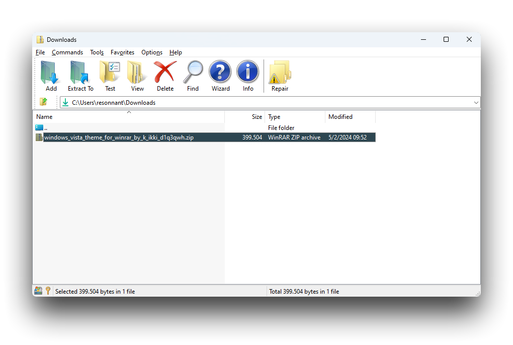 Tema baseado nos ícones do Windows Vista para WinRAR. Também altera o ícone que fica no explorador de arquivos.